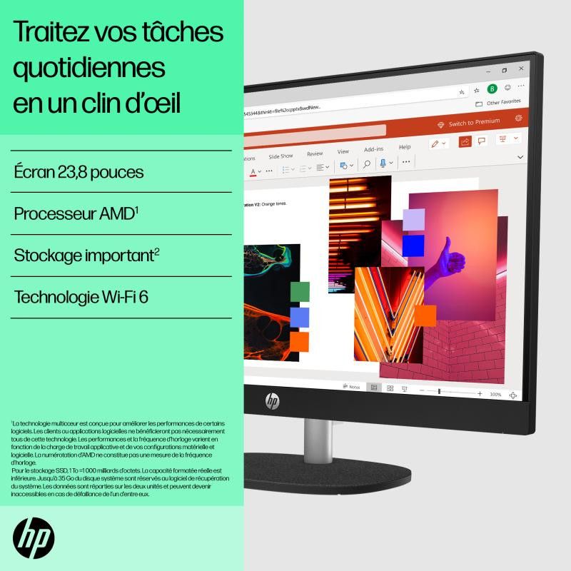 HP All-in-One 24-cr0089nf PC AMD Ryzen 7 7730U 60,5 cm (23.8") 1920 x 1080 pixels 16 Go DDR4-SDRAM 512 Go SSD Windows 11 H... (image 11)