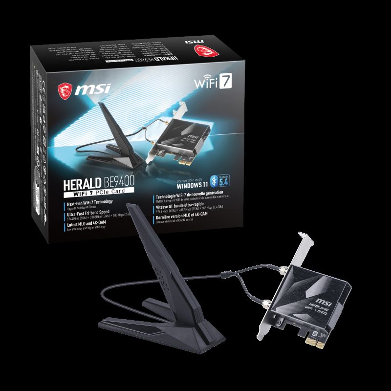 MSI HERALD BE9400 WiFi 7 PCIe Card · Adaptateurs Réseaux · Informat Systems Strasbourg (image 2)