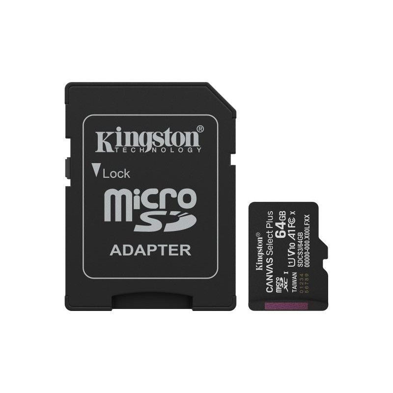 Kingston Technology 64GB microSDXC Canvas Select Plus Gen3 100MB/s A1 (Adaptateur SD inclus) · CARTE MEMOIRE · Informat Sy...