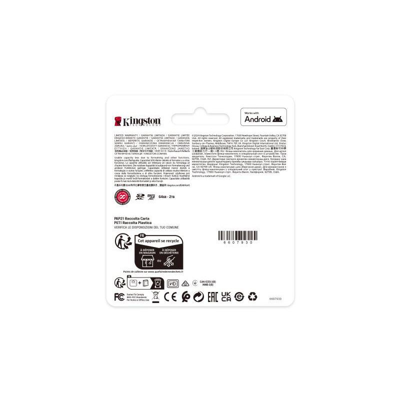 Kingston Technology 64GB microSDXC Canvas Select Plus Gen3 100MB/s A1 (Adaptateur SD inclus) · CARTE MEMOIRE · Informat Sy... (image 6)