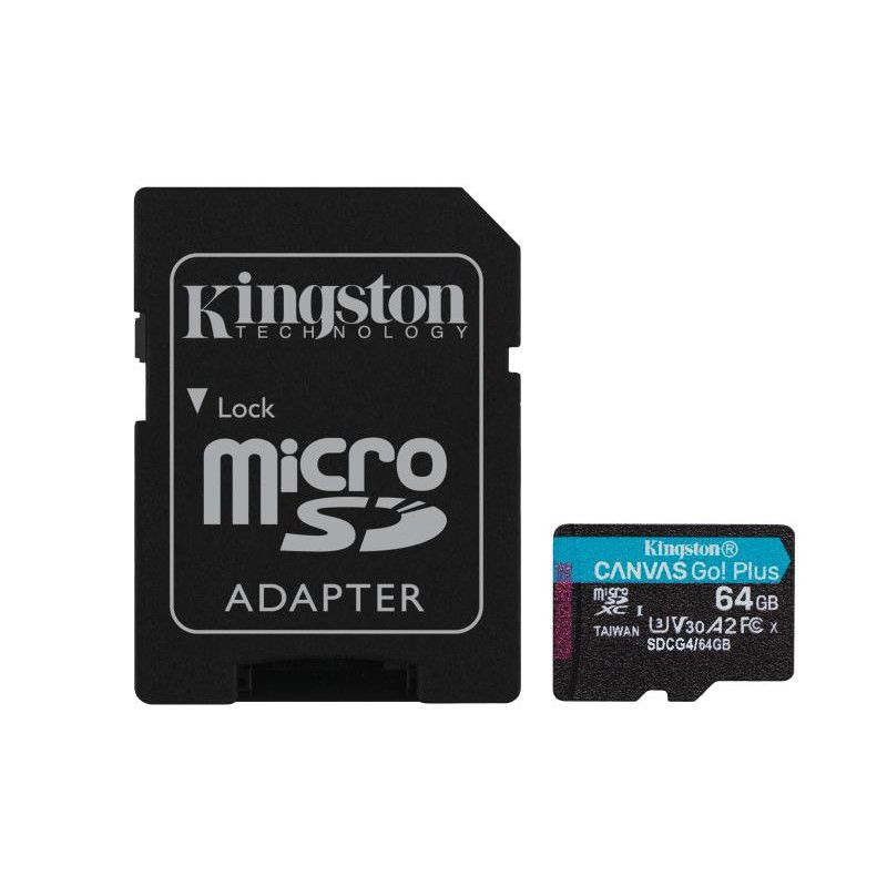 Kingston Technology Carte microSDXC Canvas Go Plus Gen4 200 Mo/s A2 U3 V30 64 Go + adaptateur · CARTE MEMOIRE · Informat S...