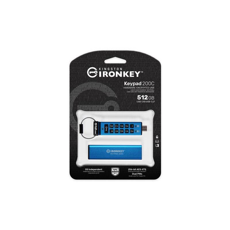 Kingston Technology IronKey Keypad 200C USB-C de 512 Go, FIPS 140-3 niveau 3 AES-256 · Clé USB · Informat Systems Strasbourg (image 3)