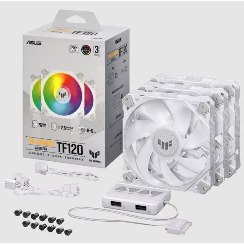 ASUS TUF GAMING TF120 ARGB WHITE EDITION 3IN1 Boitier PC Refroidisseur d'air 12 cm Blanc 3 pièce(s) · Ventilateur Boitier ... (image 3)