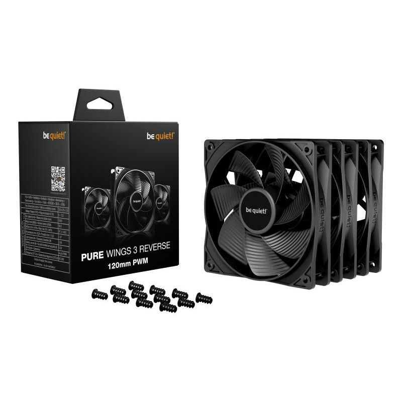 be quiet! Light Wings 120 mm PWM Reverse Black | Ventilateur PC reverse blanc | Pack de 3 · Ventilateur Boitier · Informat... (image 3)