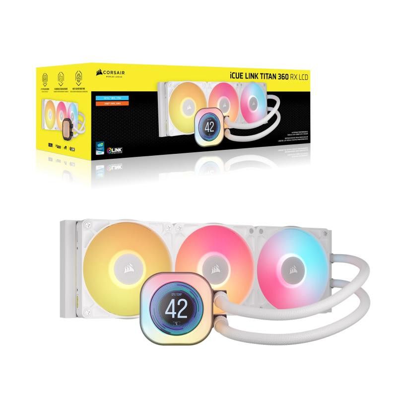 Corsair iCUE LINK TITAN 360 RX LCD Processeur Refroidisseur de liquide tout-en-un 12 cm Blanc 1 pièce(s) · Watercooling · ... (image 2)