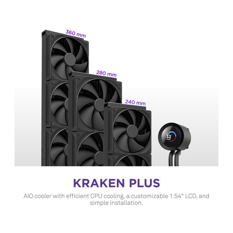 NZXT Kraken Plus 240 Processeur Refroidisseur de liquide tout-en-un 12 cm Noir · Watercooling · Informat Systems Strasbourg (image 11)