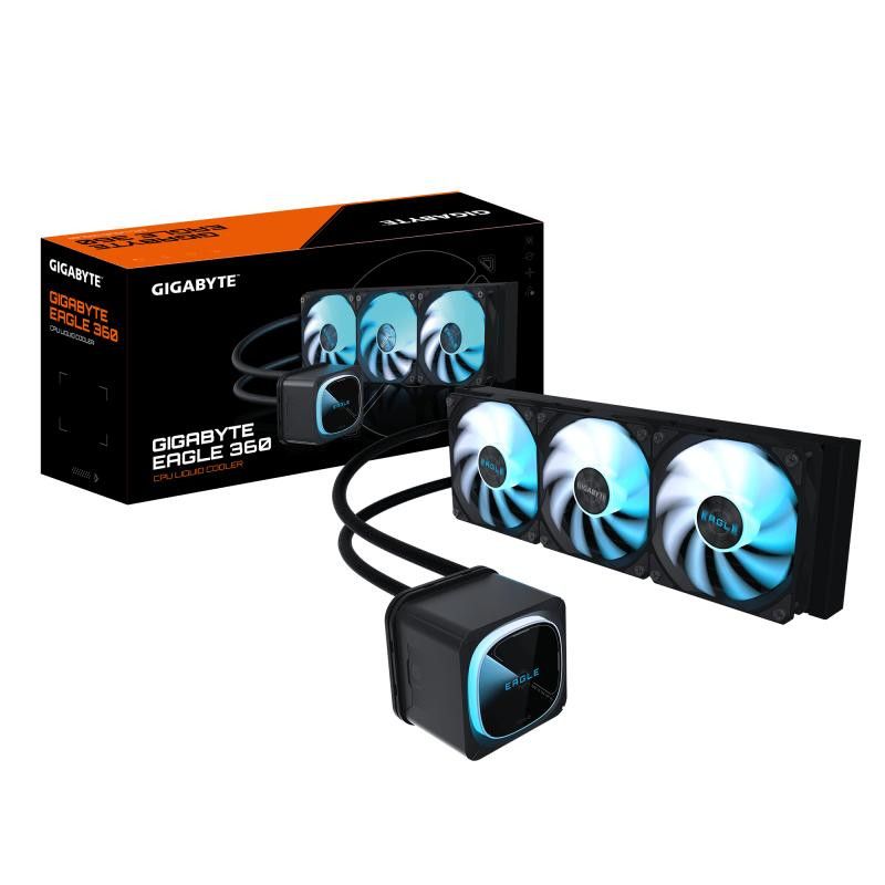 GIGABYTE EAGLE 360 Système de Refroidissement Liquide pour CPU - 3x120mm Ventilateurs ARGB, écran LCD couleur, DAISY-CHAIN...