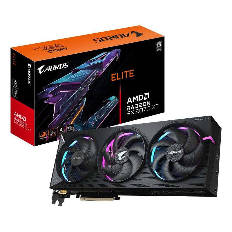 GIGABYTE AORUS Radeon RX 9070 XT ELITE 16G Carte Graphique - 16 Go GDDR6, 256 bits, PCI-E 5.0, 3100 MHz Fréquence du C?ur,...