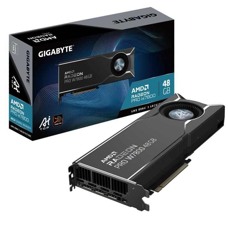 GIGABYTE Radeon PRO W7800 AI TOP 48G Carte Graphique - 48 Go GDDR6, 384 bits, PCI-E 4.0, 3 x DP 2.1, W7800 AI TOP 48G · Ca...