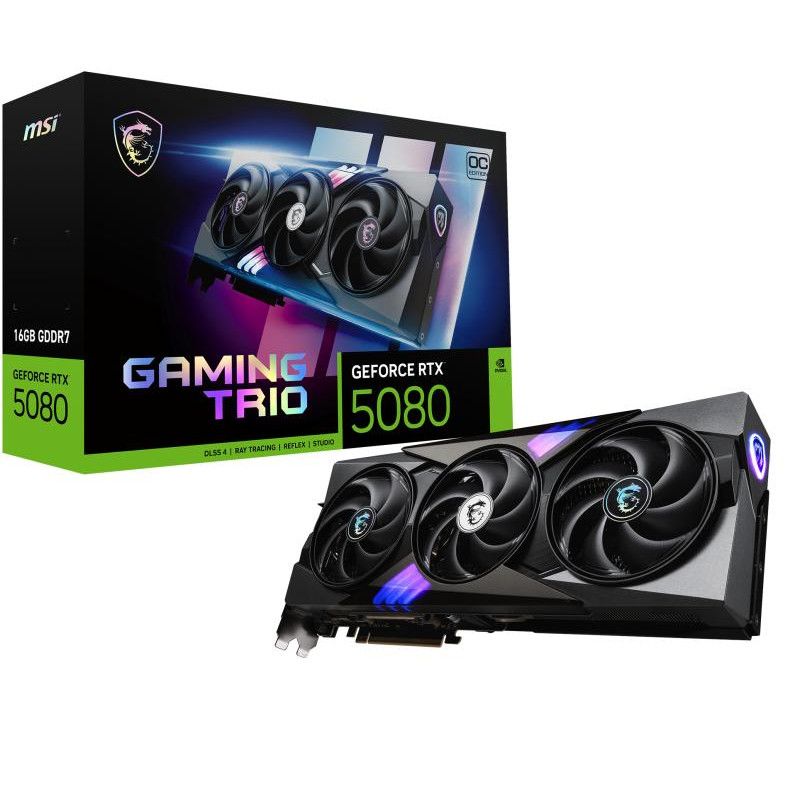 MSI GAMING GEFORCE RTX 5080 16G TRIO OC carte graphique NVIDIA 16 Go GDDR7 · Cartes graphiques · Informat Systems Strasbourg