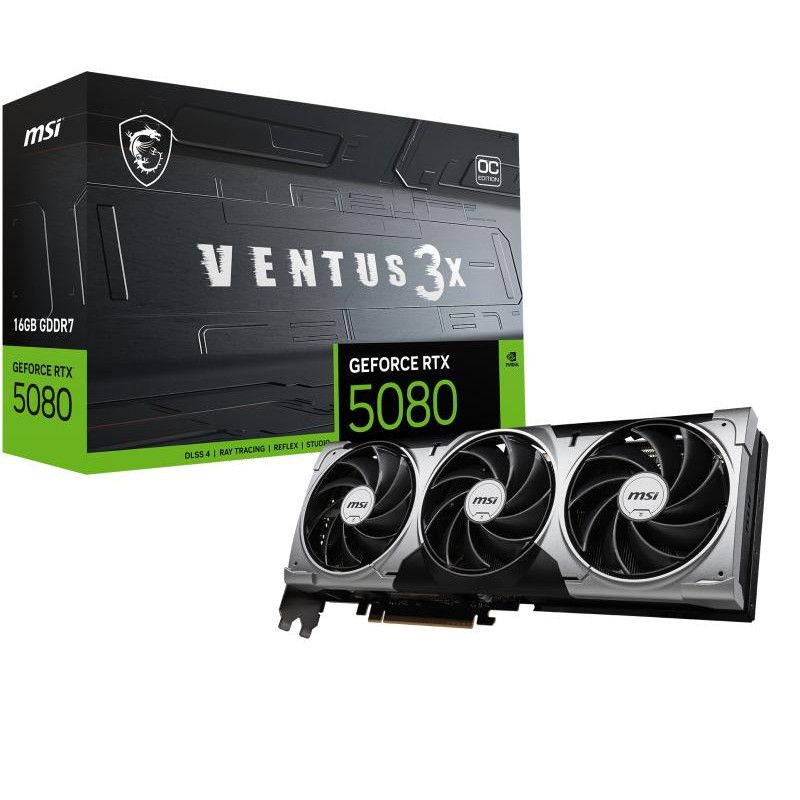 MSI VENTUS GeForce RTX5080 16G 3X OC NVIDIA GeForce RTX 5080 16 Go GDDR7 · Cartes graphiques · Informat Systems Strasbourg