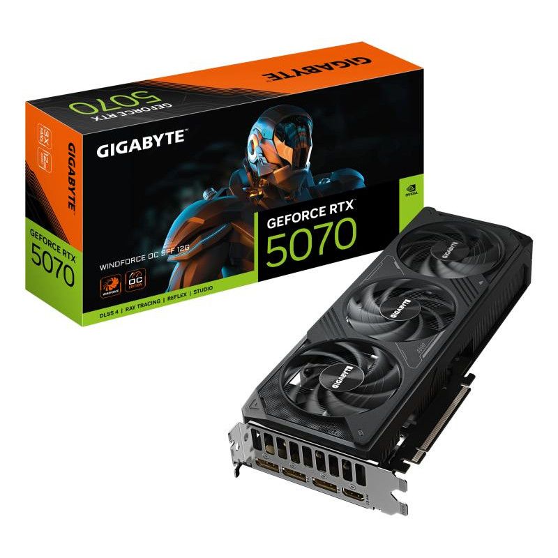GIGABYTE GeForce RTX 5070 WINDFORCE OC SFF 12G Carte Graphique - 12Go GDDR7, 192 bits, PCI-E 5.0, 2542 MHz Core Clock, 3 x...