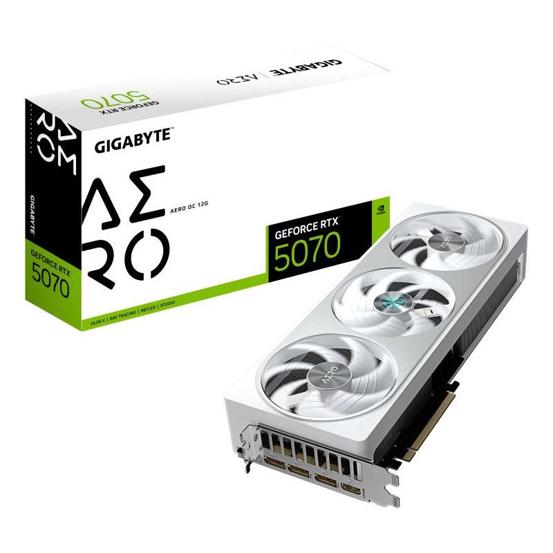 GIGABYTE GeForce RTX 5070 AERO OC 12G Carte Graphique - 12 Go GDDR7, 192 bits, PCI-E 5.0, 2625 MHz Core Clock, 3 x DP 2.1a...