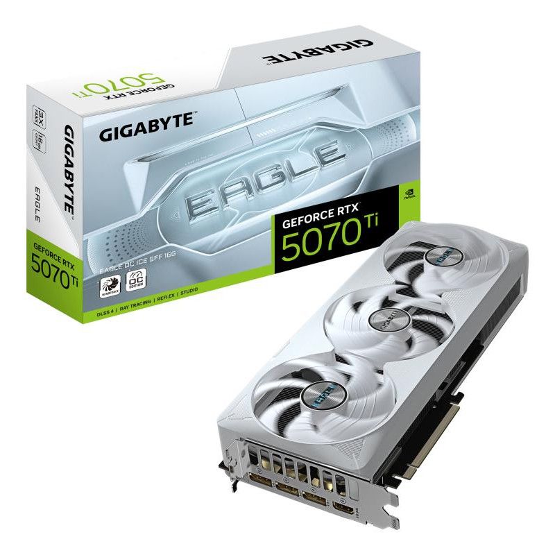 GIGABYTE GeForce RTX 5070 Ti EAGLE OC ICE SFF 16G Carte Graphique - 16 Go GDDR7, 256 bits, PCI-E 5.0, 2542 MHz Core Clock,...