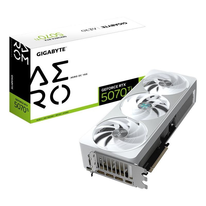 GIGABYTE GeForce RTX 5070 Ti AERO OC 16G Carte Graphique - 16 Go GDDR7, 256 bits, PCI-E 5.0, 2588 MHz Core Clock, 3 x DP 2...