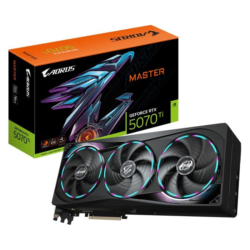 GIGABYTE AORUS GeForce RTX 5070 Ti MASTER 16G Carte Graphique - 16 Go GDDR7, 256 bits, PCI-E 5.0, 2670 MHz Core Clock, 3 x...