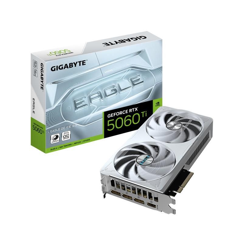 GIGABYTE GeForce RTX 5060 Ti EAGLE OC ICE 16G Carte Graphique ? 16 Go GDDR7, 128 bits, PCI-E 5.0, 2617 MHz Fréquence du pr...