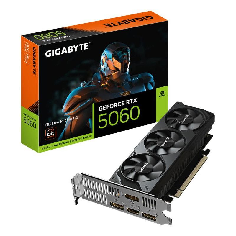 GIGABYTE GeForce RTX 5060 OC Low Profile 8G Carte Graphique - 8GB GDDR7, 128bit, PCI-E 5.0, 2512 MHz Fréquence du c?ur, 3 ...