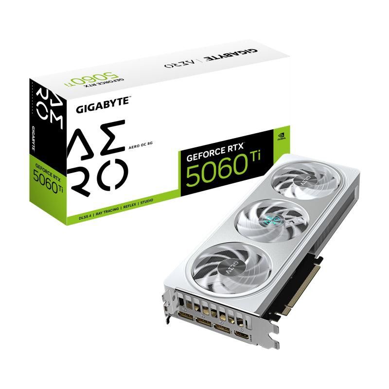 GIGABYTE GeForce RTX 5060 Ti AERO OC 8G Carte Graphique ? 8 Go GDDR7, 128 bits, PCI-E 5.0, 2647 MHz Fréquence du processeu...