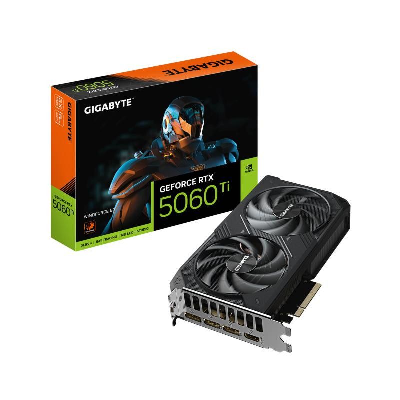 GIGABYTE GeForce RTX 5060 Ti WINDFORCE 8G Carte Graphique ? 8 Go GDDR7, 128 bits, PCI-E 5.0, 2572 MHz Fréquence du process...