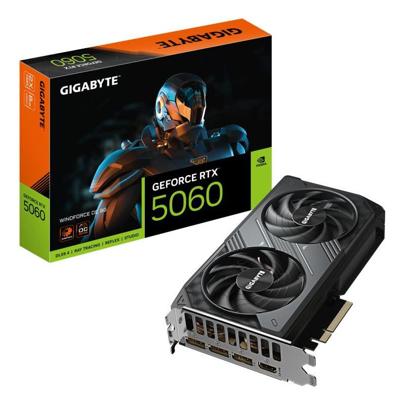 GIGABYTE GeForce RTX 5060 WINDFORCE OC 8G Carte Graphique - 8GB GDDR7, 128bit, PCI-E 5.0, 2512 MHz Fréquence du c?ur, 3 x ...