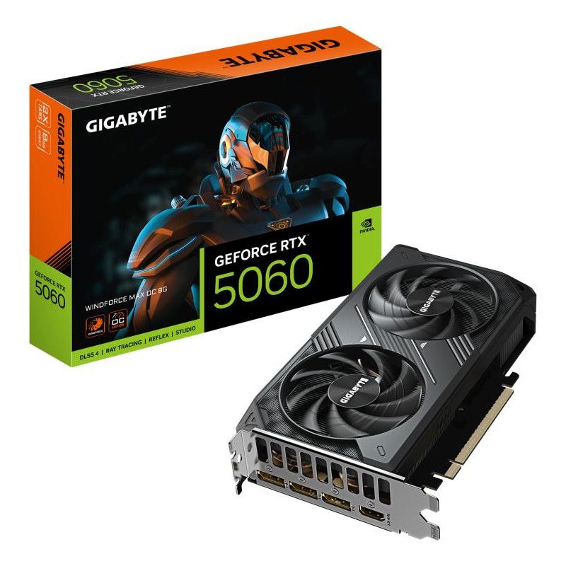 GIGABYTE GeForce RTX 5060 WINDFORCE MAX OC 8G Carte Graphique ? 8 Go GDDR7, 128 bits, PCI-E 5.0, 2512 MHz Fréquence du pro...