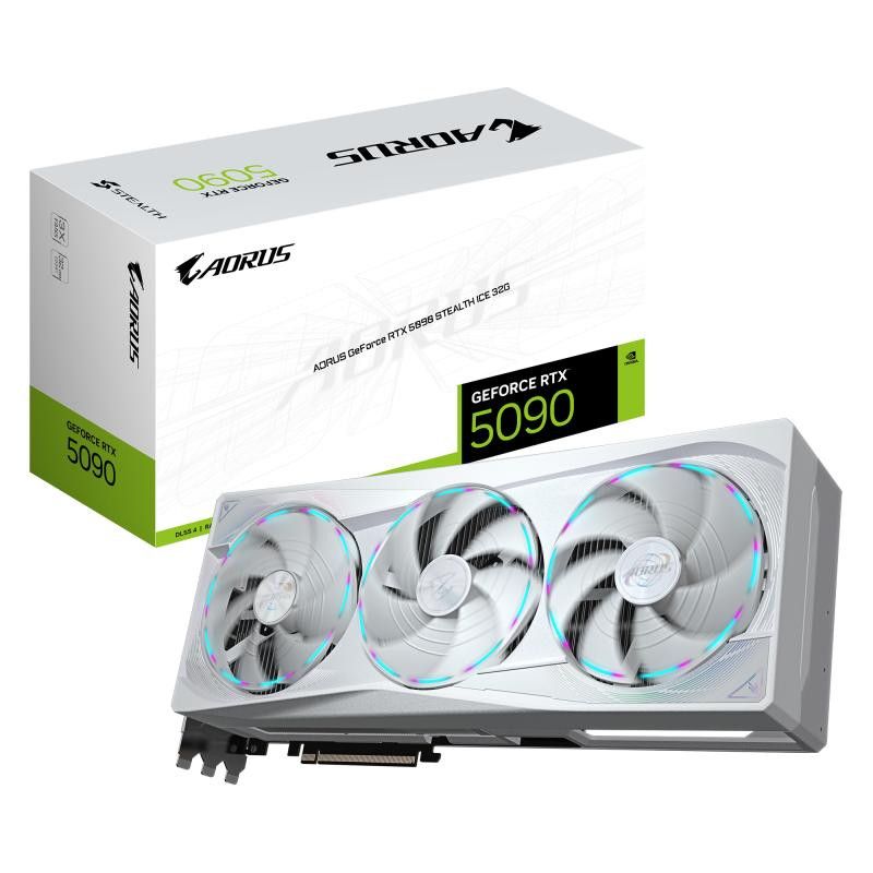 GIGABYTE AORUS GeForce RTX 5090 STEALTH ICE 32G Carte Graphique - 32GB GDDR7, 512bit, PCI-E 5.0, 2655MHz Fréquence du c?ur...