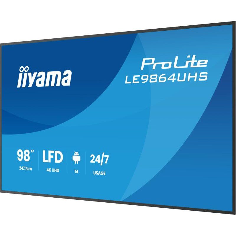 iiyama LE9864UHS-B1AG Écran d'affichage dynamique Écran plat de signalisation numérique 2,49 m (98") Wifi 500 cd/m² 4K Ult... (image 3)